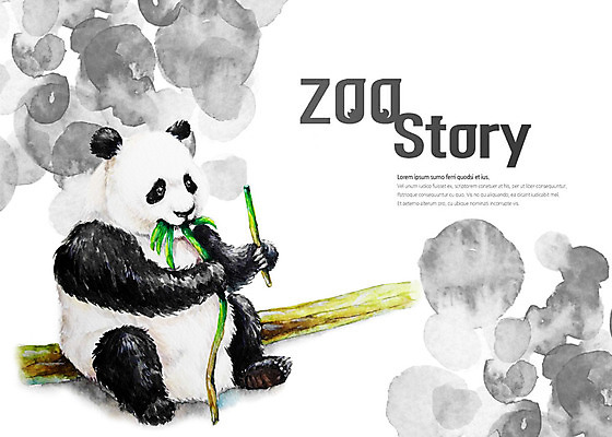 PSD 한마리 캘리배경 일러스트 캘리그라피 붓터치 사람없음 판다 대나무 국내일러스트 나무 1 백그라운드 곰 파일형식