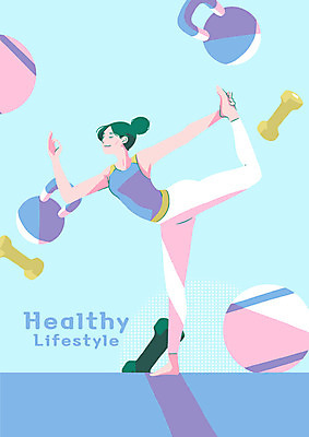 전신 PSD 여자 일러스트 요가 건강 한명 앉기 성인 운동 헬스 스트레칭 아령 짐볼 케틀벨 국내일러스트 1 웰빙 모션 사람 파일형식