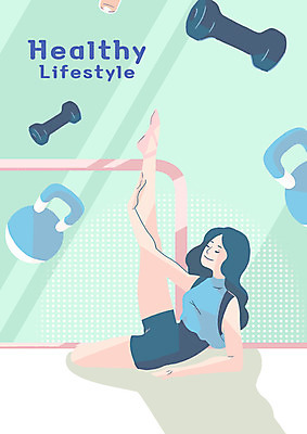 전신 PSD 여자 일러스트 요가 건강 한명 앉기 성인 운동 헬스 스트레칭 아령 케틀벨 국내일러스트 1 웰빙 모션 사람 파일형식