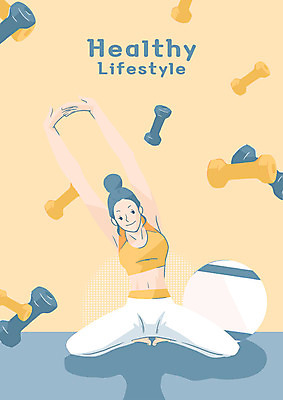 전신 PSD 여자 일러스트 요가 건강 한명 앉기 성인 운동 헬스 스트레칭 아령 짐볼 국내일러스트 1 웰빙 모션 사람 파일형식