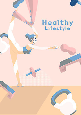 전신 PSD 여자 일러스트 요가 건강 한명 서기 성인 운동 운동기구 헬스 스트레칭 케틀벨 플라잉요가 국내일러스트 1 웰빙 모션 사람 파일형식