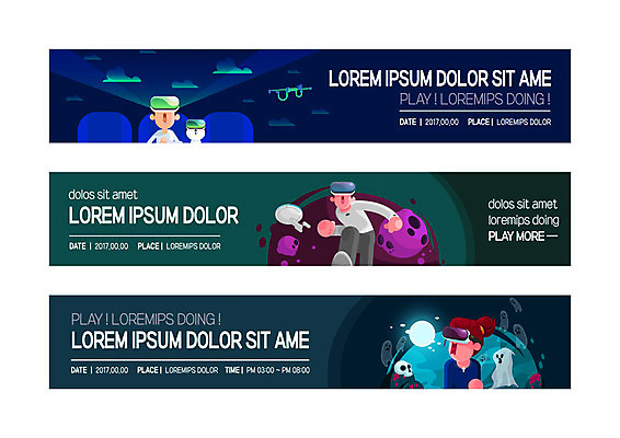 템플릿 배너템플릿 여자 남자 가로배너 사각프레임 성인 세명 사각형 현수막 가상현실 오큘러스 배너세트 VR기기 AI파일 도형 배너 프레임 사람 가로 세트 기계 파일형식 벡터