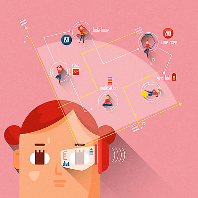 여자 선 인터넷 일러스트 요가 정보기술 여러명 성인 전자제품 운동 짐볼 명상 줄넘기 훌라후프 사물인터넷 4차산업 국내일러스트 AI파일 웰빙 산업 다수 기술 건강 사람 파일형식 벡터