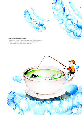 전신 PSD 남자 일러스트 캘리그라피 낚시 오리 한명 성인 타이포그라피 차 찻잔 번짐 티백 국내일러스트 문자 1 음료 조류 레저 잔 사람 차_음료 파일형식 효과