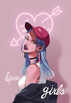 PSD 여자 패션 일러스트 한명 서기 상반신 성인 뷰티 유행 네온 국내일러스트 1 모션 사람 파일형식