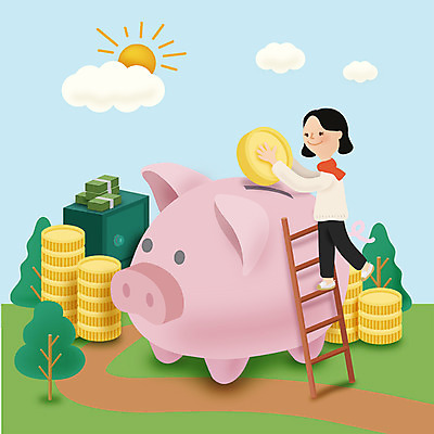 전신 나무 여자 지폐 돈 일러스트 사다리 한명 서기 성인 동전 저축 돼지저금통 절약 금고 금융의날 국내일러스트 AI파일 식물 1 컨셉 모션 사람 금융 저금통 도구 재산 파일형식 벡터 법정기념일