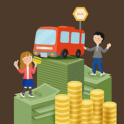 전신 여자 남자 지폐 돈 일러스트 버스 대중교통 서기 성인 두명 동전 절약 버스정류장 국내일러스트 AI파일 육상교통 교통수단 컨셉 모션 사람 재산 역 파일형식 벡터