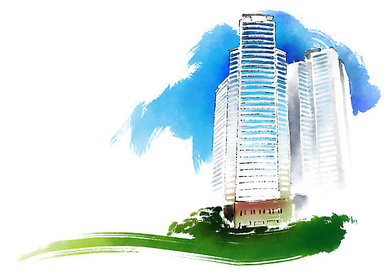 PSD 일러스트 캘리그라피 하늘 붓터치 풍경 빌딩 사람없음 건물 국내일러스트 건축물 파일형식