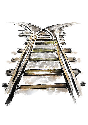 PSD 일러스트 캘리그라피 붓터치 사람없음 기찻길 갈림길 철도의날 국내일러스트 길 파일형식 법정기념일