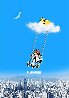 전신 구름 편집이미지 남자 비즈니스 한명 앉기 성인 건물 달 돈자루 그네 빌딩숲 이미지편집 AI파일 자연요소 1 건축물 돈 모션 사람 빌딩 파일형식 벡터