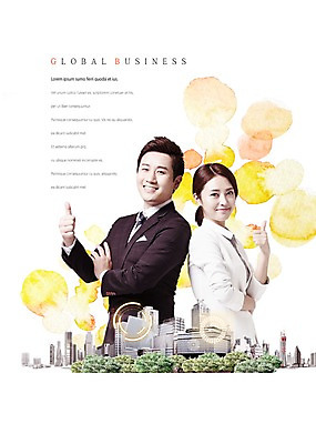 PSD 편집이미지 여자 남자 비즈니스 수채화 서기 웃음 빌딩 상반신 20대 성인 두명 건물 옆모습 기댐 한국인 최고 비즈니스맨 비즈니스우먼 번짐 성인만 이미지편집 건축물 뷰포인트 모션 표정 사람 동양인 청년 직장인 파일형식 효과