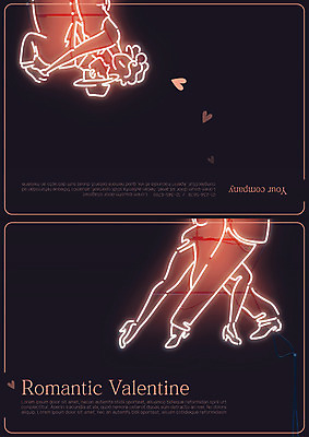 템플릿 커플 여자 기념일 남자 카드템플릿 발렌타인데이 사랑 성인 두명 하트 춤 네온 이미지템플릿 AI파일 모양 감정 관계 데이이벤트 문화예술 카드_감사 사람 이벤트 파일형식 벡터