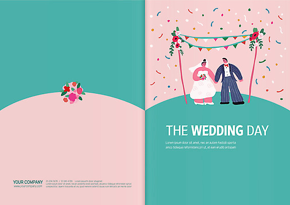 전신 템플릿 여자 기념일 남자 신부 꽃다발 신랑 결혼 카드템플릿 폭죽 성인 두명 청첩장 초대장 축하카드 이미지템플릿 AI파일 꽃 카드_감사 사람 이벤트 파일형식 벡터