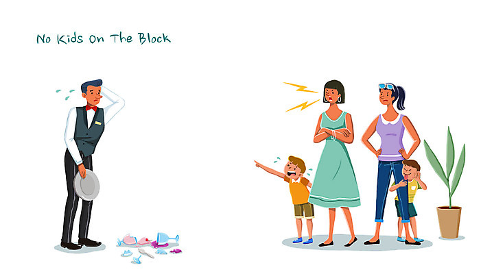 전신 PSD 남자 어린이 일러스트 가족 서기 여러명 성인 분노 예절 웨이터 깨짐 노키즈존 비매너 갑질 국내일러스트 직업 감정 다수 컨셉 관계 모션 사람 파일형식