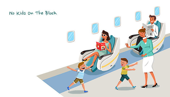 전신 PSD 여자 남자 어린이 일러스트 비행기 서기 앉기 여러명 성인 짜증 예절 승무원 무관심 노키즈존 비매너 국내일러스트 직업 감정 다수 항공교통 모션 대중교통 사람 파일형식