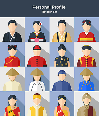 아이콘 여자 남자 사람 여러명 상반신 세트 일본 중국 다양 전통의상 기모노 치파오 플랫아이콘 베트남 아오자이 인도식 2D아이콘 AI파일 전통 아시아 다수 동남아시아 일본전통의상 파일형식 벡터