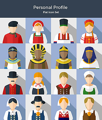 아이콘 여자 남자 이집트 핀란드 사람 여러명 상반신 세트 다양 전통의상 스위스 플랫아이콘 폴란드 다국적 2D아이콘 AI파일 전통 유럽 다수 아프리카 북유럽 파일형식 벡터