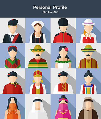 아이콘 여자 남자 영국 멕시코 사람 여러명 상반신 세트 다양 전통의상 아랍 플랫아이콘 러시아 다국적 2D아이콘 AI파일 전통 유럽 다수 북아메리카 파일형식 벡터