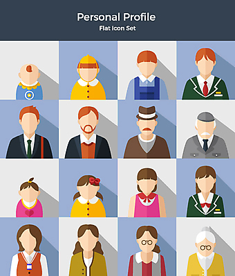 아이콘 학생 여자 노년 남자 어린이 중년 사람 여러명 상반신 세트 다양 성장 아기 직장인 플랫아이콘 성장과정 얼굴없음 2D아이콘 AI파일 직업 다수 성인 과정 파일형식 벡터