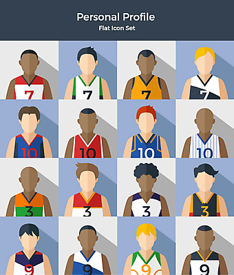 백인 아이콘 남자 스포츠 흑인 유니폼 사람 인종 여러명 상반신 세트 운동 다양 플랫아이콘 농구선수 2D아이콘 AI파일 서양인 옷 다수 운동선수 농구 건강 파일형식 벡터
