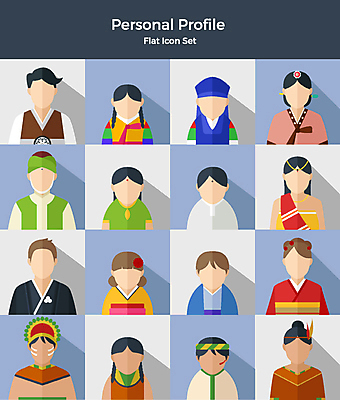 아이콘 여자 남자 딸 아들 가족 엄마 사람 여러명 상반신 세트 다양 한국인 아빠 인디언 전통의상 한복 기모노 일본인 인도인 플랫아이콘 2D아이콘 AI파일 외국인 한국전통 전통 다수 관계 아메리카 동양인 일본전통의상 파일형식 벡터