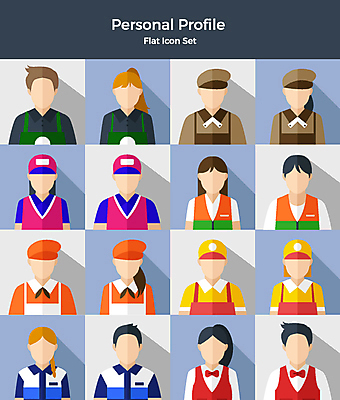 아이콘 여자 남자 유니폼 패스트푸드 사람 여러명 상반신 세트 카페 다양 웨이터 직원 플랫아이콘 아르바이트 편의점 최저임금 비정규직 2D아이콘 AI파일 직업 옷 다수 비즈니스 경제 상점 인스턴트 파일형식 벡터