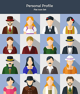 아이콘 드레스 여자 남자 사람 정장 여러명 상반신 세트 다양 중세 플랫아이콘 신사복 젠틀맨 2D아이콘 AI파일 옷 다수 역사 파일형식 벡터