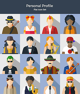 아이콘 여자 남자 악기 노래 힙합 사람 여러명 상반신 세트 음악가 다양 가수 기타 악단 건반 피아노 플랫아이콘 하프 지휘자 락 아이돌 얼굴없음 2D아이콘 AI파일 직업 음악 다수 현악기 건반악기 연예인 로큰롤 파일형식 벡터