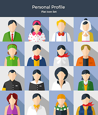 아이콘 여자 패션 남자 교복 사람 여러명 상반신 세트 물방울무늬 스카프 다양 플랫아이콘 복고 빨간마후라 2D아이콘 AI파일 옷 다수 무늬 목도리 파일형식 벡터