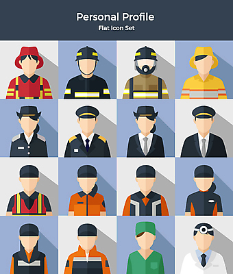 아이콘 여자 남자 유니폼 사람 여러명 상반신 세트 다양 의사 응급 소방관 구조원 플랫아이콘 수술복 119 얼굴없음 2D아이콘 AI파일 직업 옷 다수 의료진 긴급 가운 소방 전화번호 파일형식 벡터