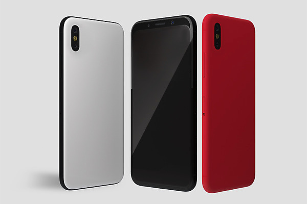 PSD 편집이미지 사람없음 빨간색 전자제품 스마트폰 핸드폰 3D소스 3D 흰색 세개 디지털합성 목업 편집3D 컬러 3 스마트기기 파일형식