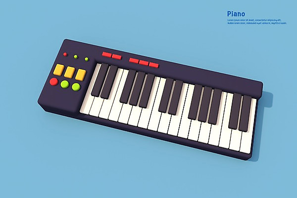 PSD 편집이미지 악기 음악 사람없음 컬러풀 3D소스 3D 건반 피아노 디지털합성 전자피아노 편집3D 컬러 문화예술 건반악기 파일형식