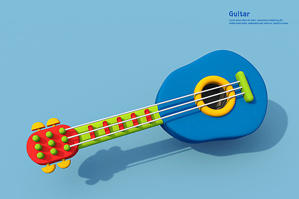PSD 편집이미지 악기 음악 사람없음 컬러풀 3D소스 3D 기타 디지털합성 편집3D 컬러 현악기 문화예술 파일형식
