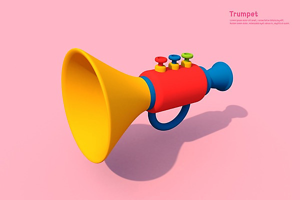 PSD 편집이미지 악기 음악 사람없음 컬러풀 3D소스 3D 나팔 디지털합성 편집3D 컬러 문화예술 파일형식