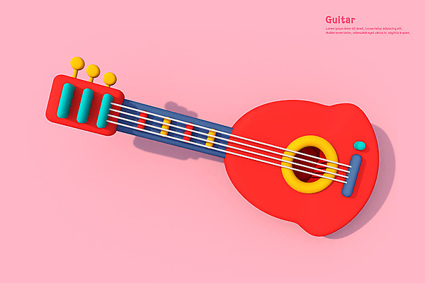 PSD 편집이미지 악기 음악 사람없음 컬러풀 3D소스 3D 기타 디지털합성 편집3D 컬러 현악기 문화예술 파일형식