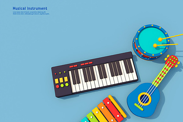 PSD 편집이미지 악기 음악 사람없음 컬러풀 3D소스 3D 기타 건반 피아노 디지털합성 북 드럼 실로폰 전자피아노 편집3D 컬러 현악기 문화예술 타악기 건반악기 파일형식