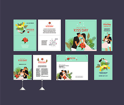 템플릿 커플 배너템플릿 여자 남자 꽃 나뭇잎 키스 이벤트 여러명 성인 세트 현수막 전단 엽서 초대장 약도 키스데이 소봉투 행사세트 행사템플릿 AI파일 식물 배너 다수 잎 지도 관계 데이이벤트 편지봉투 카드_감사 사람 편지 애정표현 홍보물 파일형식 벡터
