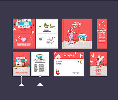 전신 템플릿 배너템플릿 여자 발렌타인데이 서기 이벤트 성인 두명 세트 초콜릿 현수막 전단 엽서 초대장 약도 소봉투 행사세트 행사템플릿 AI파일 배너 지도 모션 데이이벤트 디저트 편지봉투 카드_감사 사람 편지 홍보물 파일형식 벡터