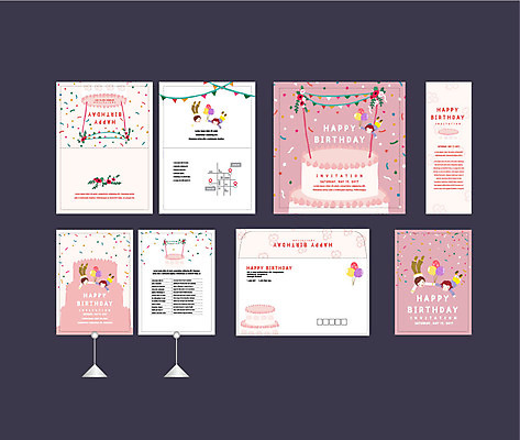 템플릿 배너템플릿 여자 남자 어린이 폭죽 이벤트 여러명 세트 현수막 생일 생일케이크 전단 엽서 초대장 생일축하 약도 소봉투 행사세트 행사템플릿 AI파일 배너 기념일 다수 지도 편지봉투 카드_감사 사람 케이크 축하 편지 홍보물 파일형식 벡터