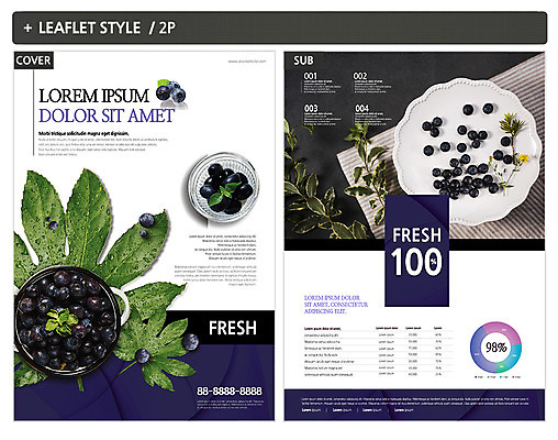 템플릿 접시 ZIP 포스터 리플렛 나뭇잎 사람없음 천 전단템플릿 전단 블루베리 인디자인 INDD 이미지템플릿 식기 잎 과일 직물 홍보물 파일형식