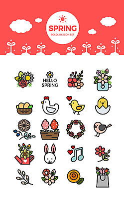 구름 아이콘 화분 꽃다발 병아리 사람없음 세트 장미 새싹 계란 화환 봄 토끼 닭 데이지 수선화 2D아이콘 AI파일 자연요소 식물 계절 꽃 포유류 조류 반려동물 알 파일형식 벡터
