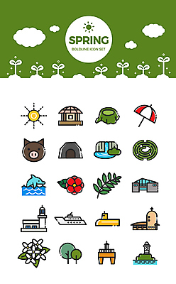 나무 구름 아이콘 꽃 주택 등대 사람없음 세트 태양 제주도 새싹 봄 폭포 파라솔 동굴 잠수함 돌고래 비자림 미로 동백 분지 제주흑돼지 흑돼지 2D아이콘 AI파일 자연요소 식물 계절 포유류 자연 한국 건물 수중동물 돼지 특산물 파일형식 벡터