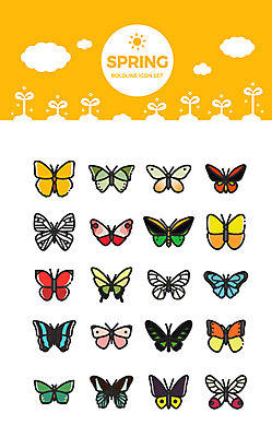 구름 아이콘 나비 사람없음 세트 새싹 봄 다양 배추흰나비 제비나비 2D아이콘 AI파일 자연요소 식물 계절 다수 곤충 파일형식 벡터