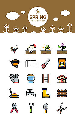 구름 아이콘 꽃 사다리 주택 가위 장화 씨앗 사람없음 울타리 세트 새싹 봄 농기구 모종삽 삽 양동이 수도꼭지 톱 목장갑 잔디깎이 2D아이콘 AI파일 자연요소 식물 계절 장갑 신발 농업 문구용품 건물 담장 기계 도구 공구 파일형식 벡터