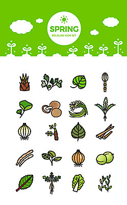 구름 아이콘 양파 사람없음 세트 새싹 버섯 봄 나물 죽순 냉이 달래 더덕 돌나물 두릅 매실 머위나물 봄나물 쑥 씀바귀 우엉 봄동 쇠뜨기 2D아이콘 AI파일 자연요소 식물 계절 채소 뿌리채소 파일형식 벡터