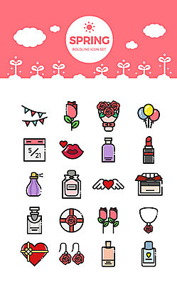 구름 아이콘 꽃다발 목걸이 키스 선물 사람없음 세트 장미 새싹 귀걸이 봄 화장품 립스틱 달력 향수 풍선 가랜드 성년의날 2D아이콘 AI파일 자연요소 식물 계절 기념일 꽃 장신구 뷰티 애정표현 파티용품 파일형식 벡터