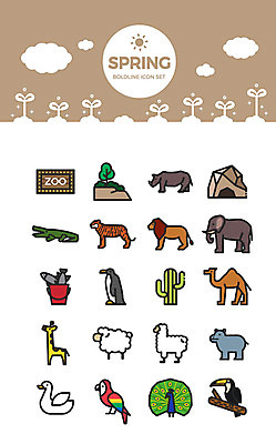 구름 아이콘 코끼리 선인장 동물원 사람없음 세트 새싹 봄 양 동굴 공작 사자 어린이날 기린 사파리 펭귄 앵무새 백조 낙타 악어 하마 코뿔소 알파카 큰부리새 2D아이콘 AI파일 자연요소 식물 동물 계절 기념일 포유류 파충류 조류 파일형식 벡터