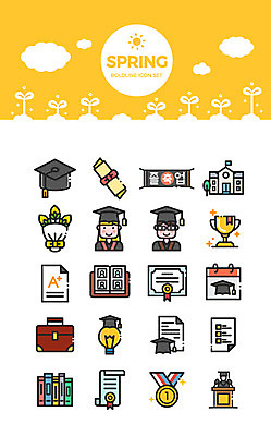 구름 아이콘 여자 남자 꽃다발 가방 학사모 졸업 학교 두명 책 세트 새싹 봄 졸업장 앨범 상패 트로피 성적 졸업앨범 2D아이콘 AI파일 자연요소 식물 모자_잡화 잡화 계절 교육 꽃 사람 상_우승 파일형식 벡터