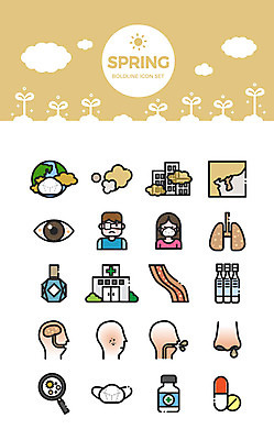 구름 아이콘 여자 남자 지도 병원 마스크 여러명 신체부위 세트 약 새싹 봄 환자 허파 호흡기관 바이러스 피부 안약 콧물 황사 안구 미세먼지 2D아이콘 AI파일 자연요소 식물 계절 다수 의학 사람 장기_의학 먼지 생리현상 파일형식 벡터