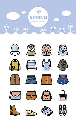 구름 아이콘 옷 원피스 패션 구두 운동화 티셔츠 가방 부츠 사람없음 세트 치마 새싹 봄 핸드백 블라우스 2D아이콘 AI파일 자연요소 식물 잡화 계절 신발 셔츠 상의 하의 파일형식 벡터